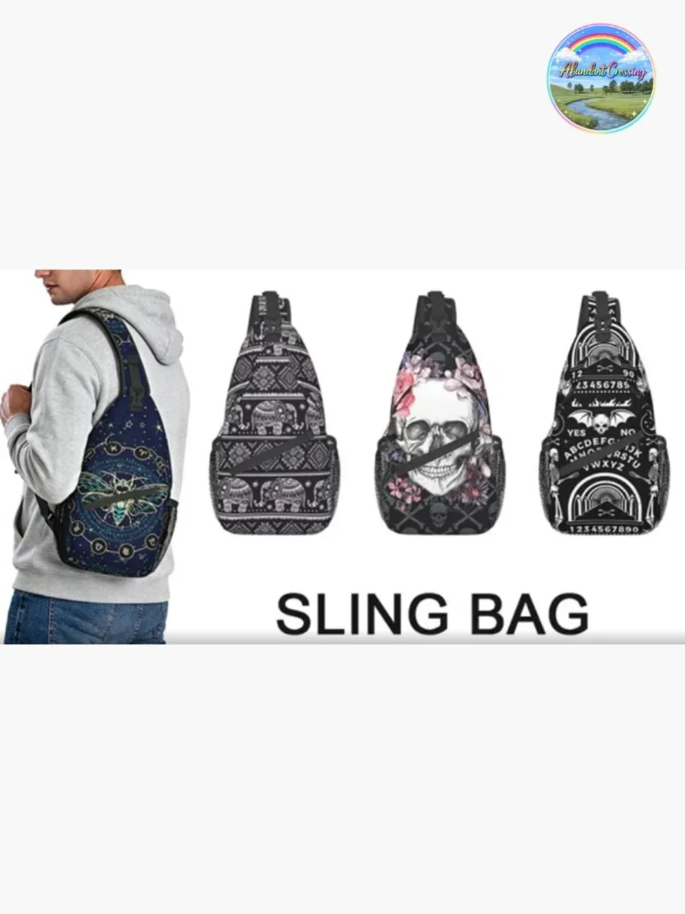 Sling Backpack Unisex Crossbody Chest Bag Hiking Travel Polyester Adjustable